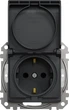 Розетка с заземлением со шторками и с крышкой IP44 Schneider Electric Sedna Design Черный (SDD214024) - изображение 3