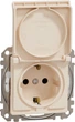 Розетка с заземлением со шторками и с крышкой IP44 Schneider Electric Sedna Design Бежевый (SDD212024) - изображение 1
