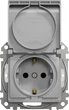 Розетка с заземлением со шторками и с крышкой IP44 Schneider Electric Sedna Design Алюминий (SDD213024) - изображение 3