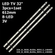 LED підсвітка TV 32" inch 8-led 612mm 32V_A_3030_8LEDs_REV1.2_140404 DIRECT-FIJL-32V-A/B-3228-8LEDs 3pcs=1set - изображение 1