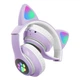 Беспроводные наушники с кошачьими Ушками Bluetooth Cat STN-28 с микрофоном LED RGB подсветка фиолетовый - изображение 3