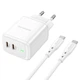 Сетевое зарядное устройство Borofone BN9 Reacher 2Type-C, QC/PD, 35W, 3A адаптер с Type-C кабелем 1m Белый - изображение 4
