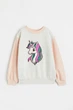 Свитшот пайэтки серо-персиковый Пони Эдинорог H&M 134-140см (400091369) - изображение 1