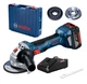 Аккумуляторная бесщеточная угловая шлифмашина Bosch Professional GWS 180 LI + 1аккумуляторная батарея 4 Амп.час GBA 18V, зарядное устройство GAL 18V-40, кейс (06019H9025) - изображение 1