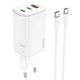 Мережевий зарядний пристрій HOCO N16 Scenery 65W three-port(2C1A) charger set(Type-C to Type-C) White - изображение 1