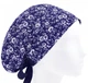 Медицинская шапочка женская HeadwearUniverse универсальная принт Цветы белые на синем - изображение 1