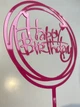 Топпер для торта Happy Birthday дзеркальний пластик (16х11см) Рожевий - изображение 1