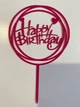 Топпер для торта Happy Birthday дзеркальний пластик (16х11см) Рожевий - изображение 3