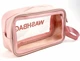 Косметичка водонепроникна органайзер рожева з еко-шкіри Washbag 20х12х 6,5 см сумка для косметики з ручкою - зображення 2