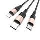 Кабель для телефона 3в1 Hoco Combo Micro USB / Lightning / Type-C Xpress One Pull Three Charging Cable X26 Быстрая зарядка |1m, 2A| Black/Gold - изображение 3
