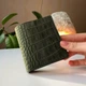 Шкіряний унісекс гаманець Compact+ Зелений з тисненням рептилія - зображення 2