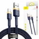 Кабель Baseus cafule Cable USB Lightning 1.5A 2m Dark Blue+Gold - изображение 2