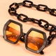 Солнцезащитные очки Dollishez black Yellow с цепочкой - изображение 3