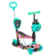 Трехколесный самокат со светящимися колесами и родительской ручкой 5 в 1 Best Scooter Бирюзовый с розовым - изображение 1