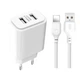 Сетевое зарядное устройство (адаптер) XO L90C 2USB / 2.4A + Lightning white - изображение 1