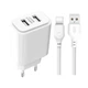 Сетевое зарядное устройство (адаптер) XO L90C 2USB / 2.4A + Type-C white - изображение 1