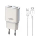 Мережевий зарядний пристрій (адаптер) XO L92C 2USB / 2.4A + Lightning white - зображення 1