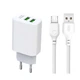 Сетевое зарядное устройство (адаптер) XO L85C 2USB / 2.4A + Micro white - изображение 1