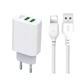 Сетевое зарядное устройство (адаптер) XO L85C 2USB / 2.4A + Lightning white - изображение 1