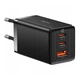 Сетевое быстрое зарядное устройство 3 выхода на 65 Вт BASEUS GaN5 Pro (2 Type-C, 1 USB, QC, PD3.0). Black - изображение 1