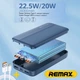 УМБ Power Bank REMAX RPP-213 20000 mAh с Fast Charge 22.5W PD/QC три USB-A/Type-C для телефона, роутера, гаджетов, внешний аккумулятор, повербанк Blue - изображение 1