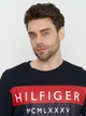 Футболка хлопковая длинная мужская Tommy Hilfiger 11041.2 S Темно-синяя - изображение 4