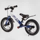 Беговел (велобег) детский CORSO 93307 Skip Jack с надувными резиновыми колесами 12", ручным тормозом, амортизатором и подножкой, Сине-белый - изображение 6