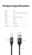 Зарядний кабель Ugreen Type-C 6A 100W Huawei Supercharge 1 м Black Nylon (US279) - зображення 3