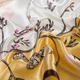 Женский платок шейный шелковый молочный желтый с коричневым краем легкая косынка с морским принтом на шею бандана маленькая 53х53 см - изображение 8
