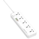 Мережевий фільтр подовжувач 5 розеток 4 USB 2 м із захистом Ldnio 2500W 10A QC 3.0 + PD + AutoID 3.4A Білий (SC5415) - зображення 2