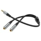 Перехідник адаптер Hoco UPA21 / штекер 3.5 (4pin звук+мікрофон) на роз'єм 2*3.5 (3pin звук + 3pin мікрофон) Сірий - зображення 1