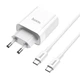 Сетевое зарядное устройство Hoco C80A Rapido PD20W+QC3.0 charger set Type-C to Type-C (EU) White - изображение 1