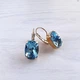 Позолоченные серьги Hand Made с кристаллами Swarovski голубого оттенка - изображение 1