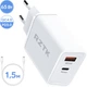 Зарядное устройство RZTK GaN2 65W + кабель USB-C 100W, USB-C (PD3.0) USB-A (QC4.0) White - изображение 1