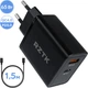 Зарядний пристрій RZTK GaN2 65W USB-A (QC4.0) USB-C (PD3.0) + кабель USB-C 100W Black - зображення 1