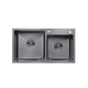 Кухонная мойка KRONER (KRP) PVD Schwarze-7843ZHM D3.0-1.0T215 (3,0/1,0 мм) с сушкой для посуды черная - изображение 2