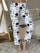 Женские Пижамные брюки COSY с сатина Котики Рыбки S молочный S311P - изображение 1