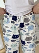 Жіночий Піжамний костюм COSY шорти та штани із сатину+футболка Котики Рибки S молочний С310P+С311P+f01ws - зображення 6