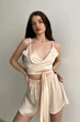 Жіноча Піжама Комплект Топ на запах +Шорти Without L/XL Milky - изображение 1