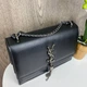 Стильна Жіноча Міні Сумочка Клатч Ysl З Ланцюжком Маленька Сумка З Віночком Брелоком Чорна Люкс Якість (175430) - зображення 7