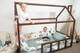 Детская кровать домик Монтессори BUSY WOOD напольная Модель 2 190х80 см темное дерево - изображение 4