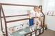 Детская кровать домик Монтессори BUSY WOOD напольная Модель 2 190х80 см темное дерево - изображение 5