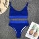 Купальник No Brand раздельный Casual трикотажный с топом и завышенной талией синий L - изображение 6