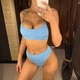 Купальник No Brand раздельный Daily трикотажный с топом и завышенной талией голубой M - изображение 3