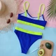 Купальник No Brand раздельный Daily трикотажный с топом и завышенной талией синий M - изображение 6