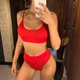 Купальник No Brand раздельный Casual трикотажный с топом и завышенной талией красный S - изображение 3
