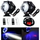 Фары прожекторы для мотоцикла U7 LED 12В 3000Lm Angel Eyes синие и кнопка - изображение 2