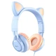 Наушники проводные Hoco Cat ear W36 с микрофоном и ушками blue - изображение 1