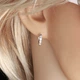Серьги с цирконами X21785 1,2см*2мм Белый - изображение 4