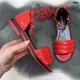 Босоножки женские Mengfuna на низком ходу красные 38 р (24,7 см) 4060 - изображение 2